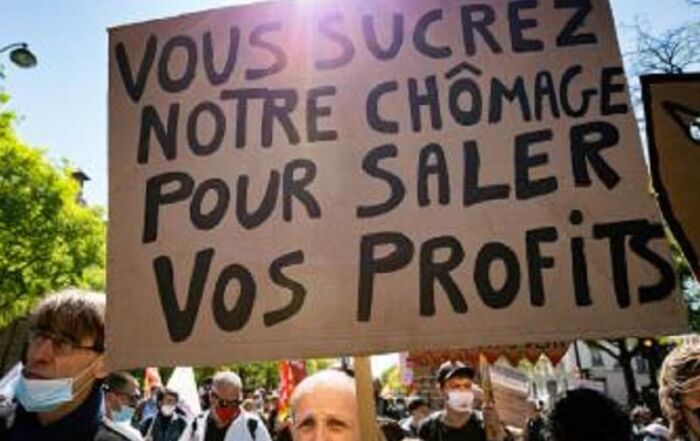Pancarte chômage sucré profits salés