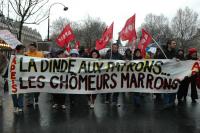 Banderole : Dinde aux patrons chômeurs marrons