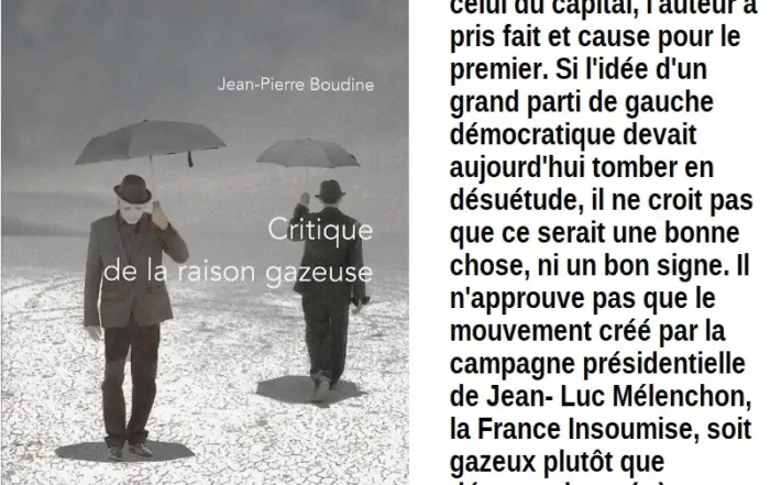 Livre de Jean-Pierre Boudine "Critique de la raison gazeuse"