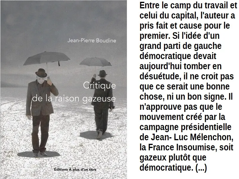 Livre de Jean-Pierre Boudine "Critique de la raison gazeuse"