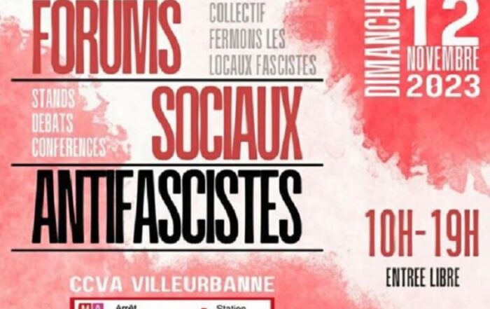 Forum sociaux antifa Lyon 12 novembre 2023
