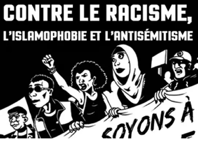 Affiche contre le racisme, l'islamophobie et l'antisémitisme
