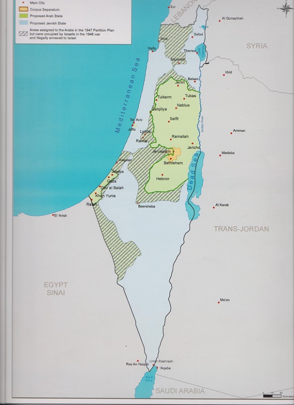 Carte de partition de la Palestine en 1947-1948