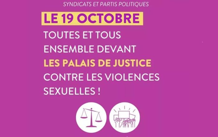 Appel : 19 octobre devant les palais de justice contre les violences sexuelles