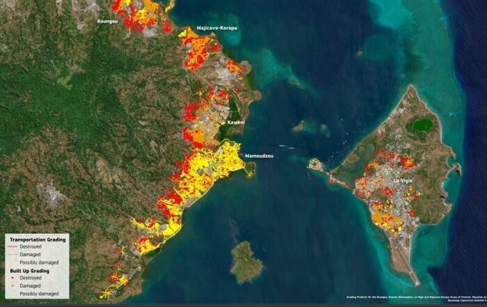 Mayotte après le cyclone tropical (2024) © Union européenne Copernicus