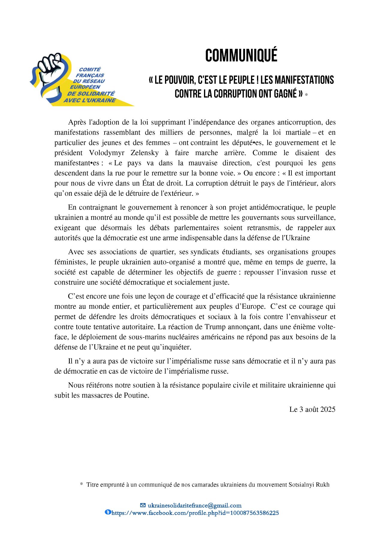 Communiqué RESU 03 08 2025 Communiqué RESU 03 08 2025