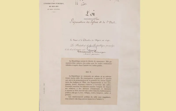 Loi de séparation des églises et de l’État Page 1 Archives Nationales © Domaine public