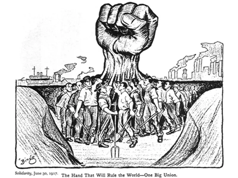 Caricature dans le journal Solidarity de l'IWW le 30 juin 1917© Ralph Chaplin.