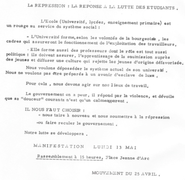 Tract mouvement du 25 avril de Toulouse