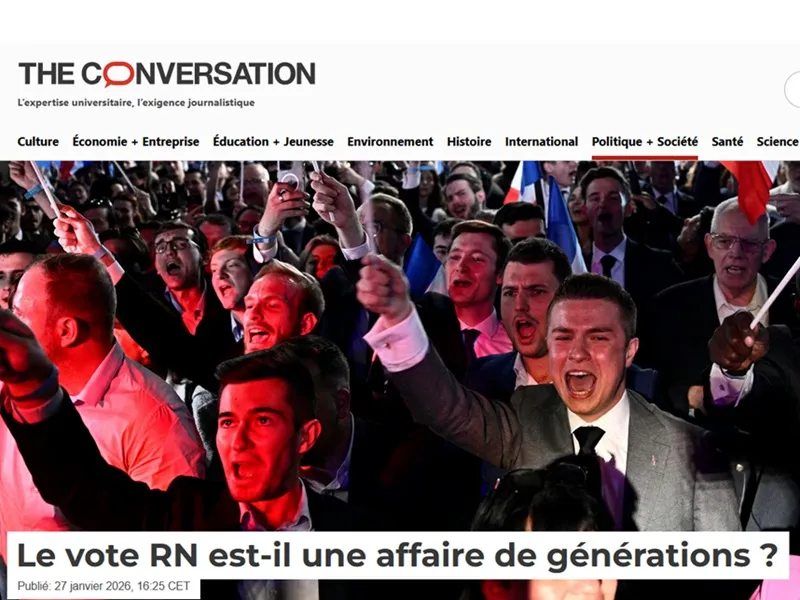 Capture d’écran The conversation Le vote RN affaire de générations 27-01-26